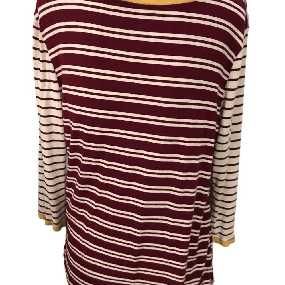 Tart Stitch Fix Knit Striped‎ Top Shirt Size large burgandy gold - Picture 9 of 10